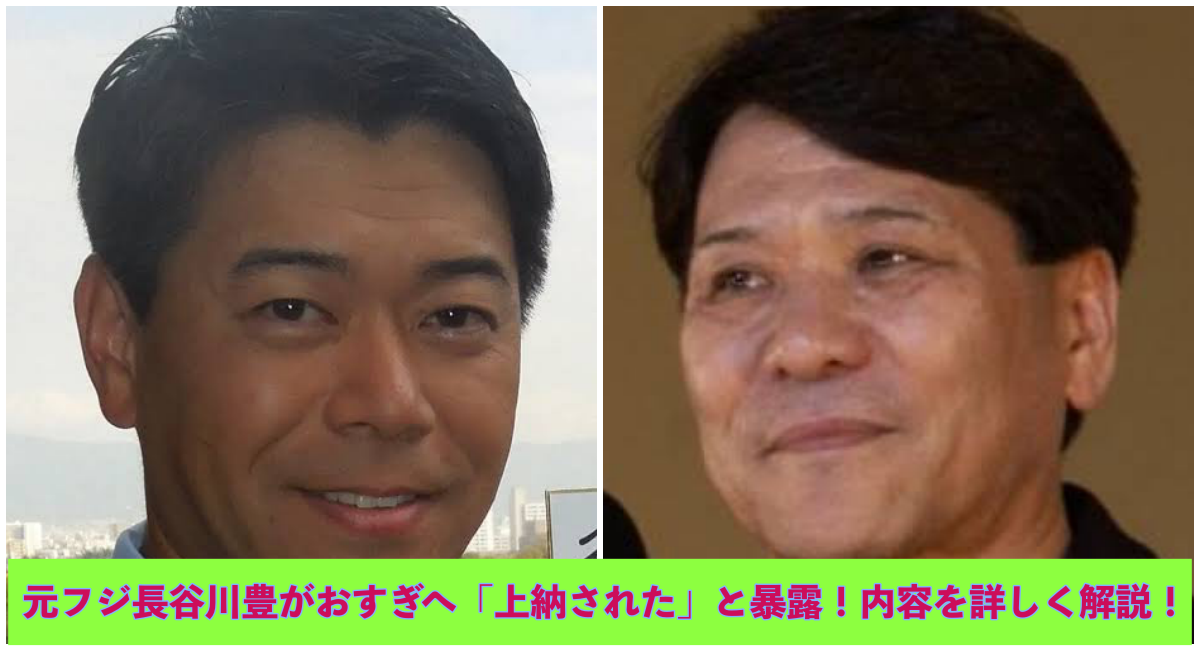 上部に長谷川豊とおすぎの写真 下部に元フジ長谷川豊がおすぎへ「上納された」と暴露！内容を詳しく解説！と記載